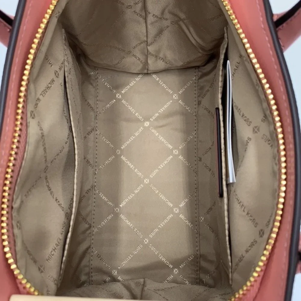 Michael Kors Avril Small Logo Top-Zip Satchel Sunset Rose - Picture 5 of 16